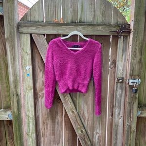 GORGEOUS Fuzzy Fuchsia Cropped Sweater